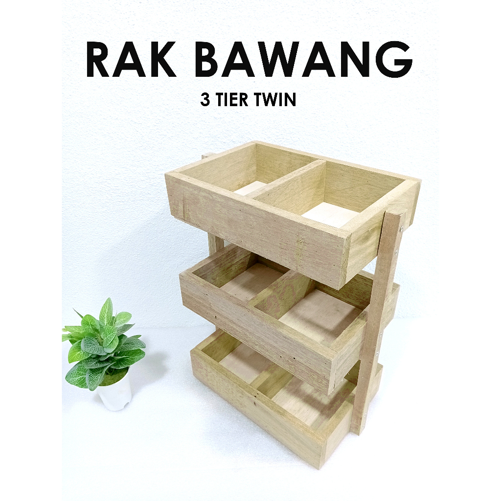 STOK) BEKAS SIMPAN BAWANG BERTINGKAT / RAK BAWANG / ONION RACK / DOUBLE TIER / WOOD / SINGLE TRAY