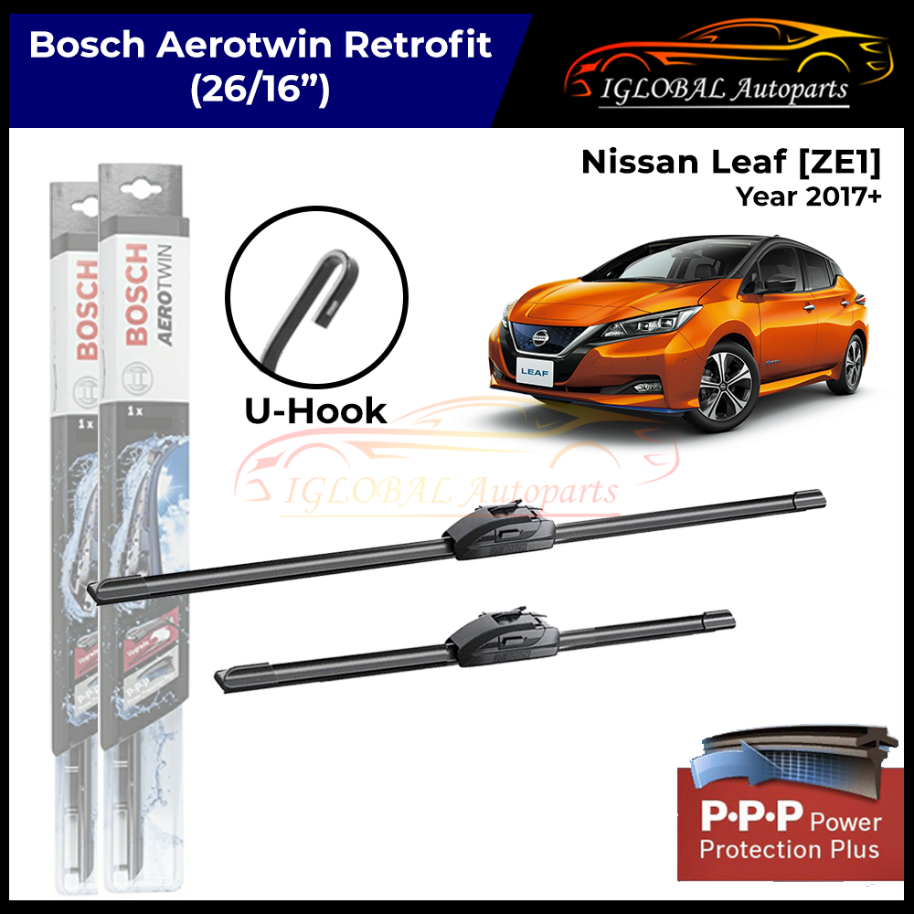 Nissan Leaf [ZE1] ปี 2017+ ที่ปัดน้ําฝน Bosch Aerotwin ชุดติดตั้งเพิ่ม (26/16")