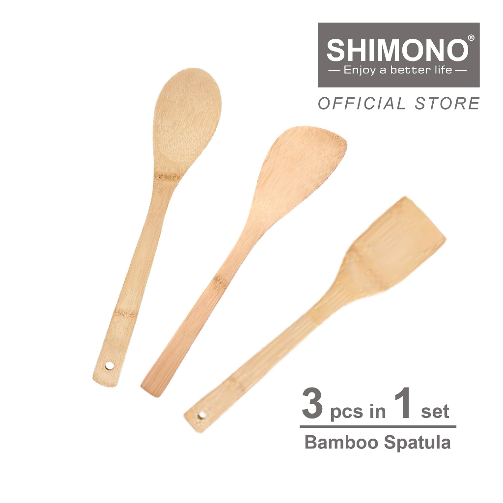 Shimono ไม้พายไม้ไผ่ เครื่องครัว 3 in 1