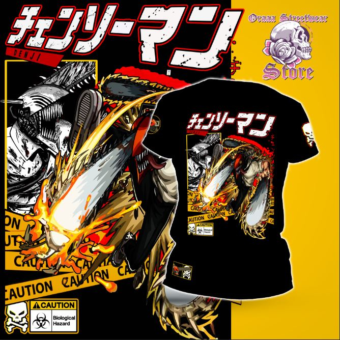 อะนิเมะ Chainsawman ออกแบบ TShirt Lelaki Wanita ผ้าฝ้ายผู้ชายผู้หญิง TShirt Unisex ผู้ชายผู้หญิงรอบค