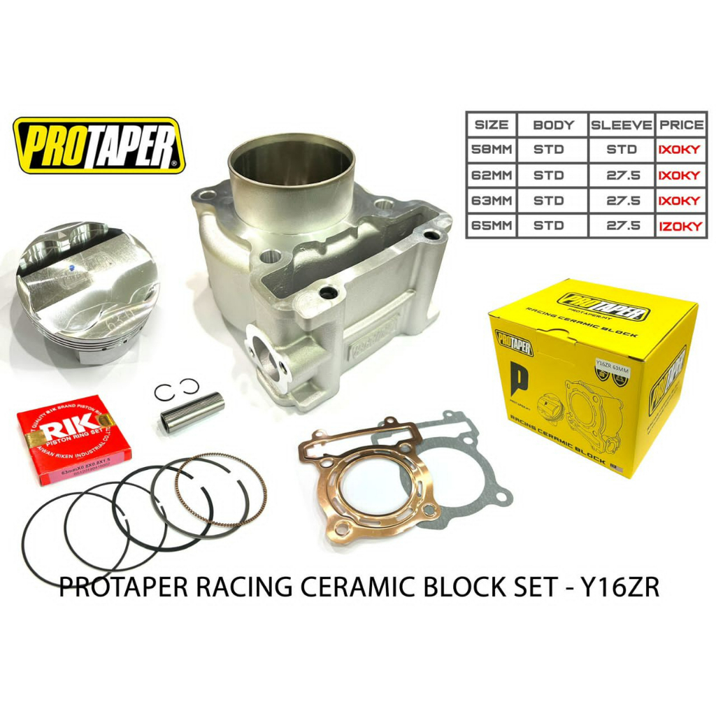 ( 58MM / 62MM / 63MM / 65MM ) ( Y16 / NMAX 155 / NVX 155 / R15 ) PROTAPER CERAMIC BLOCK พร้อม PISTON