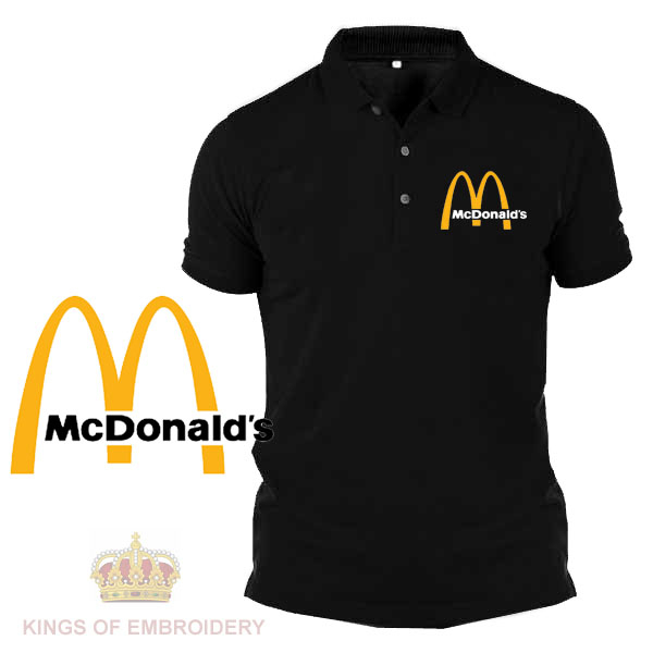 Baju โลโก้ Sulam Polo Classic T เสื้อเย็บปักถักร้อยโลโก้ Mcdonalds Fast Food Meal Mc Cafe สําหรับผู้ชายและ WOMRN เครื่องแบบพนักงาน FGL