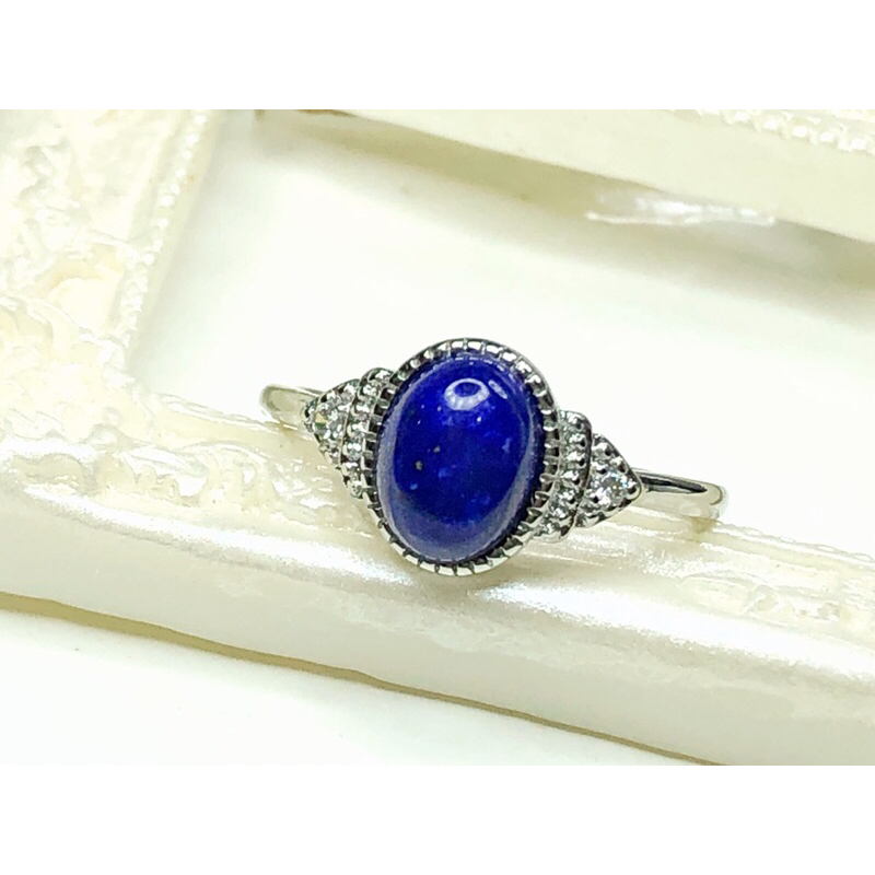 Cincin Kristal คริสตัลธรรมชาติ Lapis Lazuli แหวนชุบเงิน 天然水青คริสตัล金石