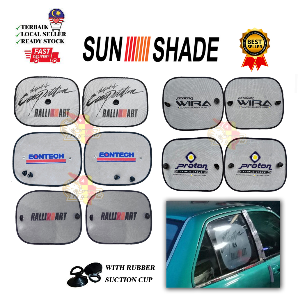 2 ชิ้น Universal Car Side Window ม่านบังแดดแบบพับได้ Ralliart / Wira / Proton / Eontech