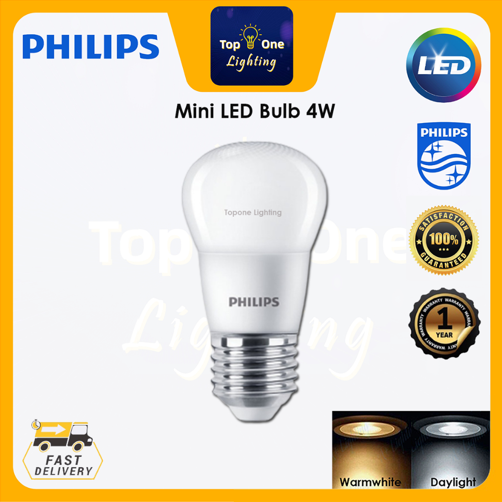 Philips หลอดไฟ LED ขนาดเล็ก 4W (3000K สีวอร์มไวท์ / 6500K Daylight)