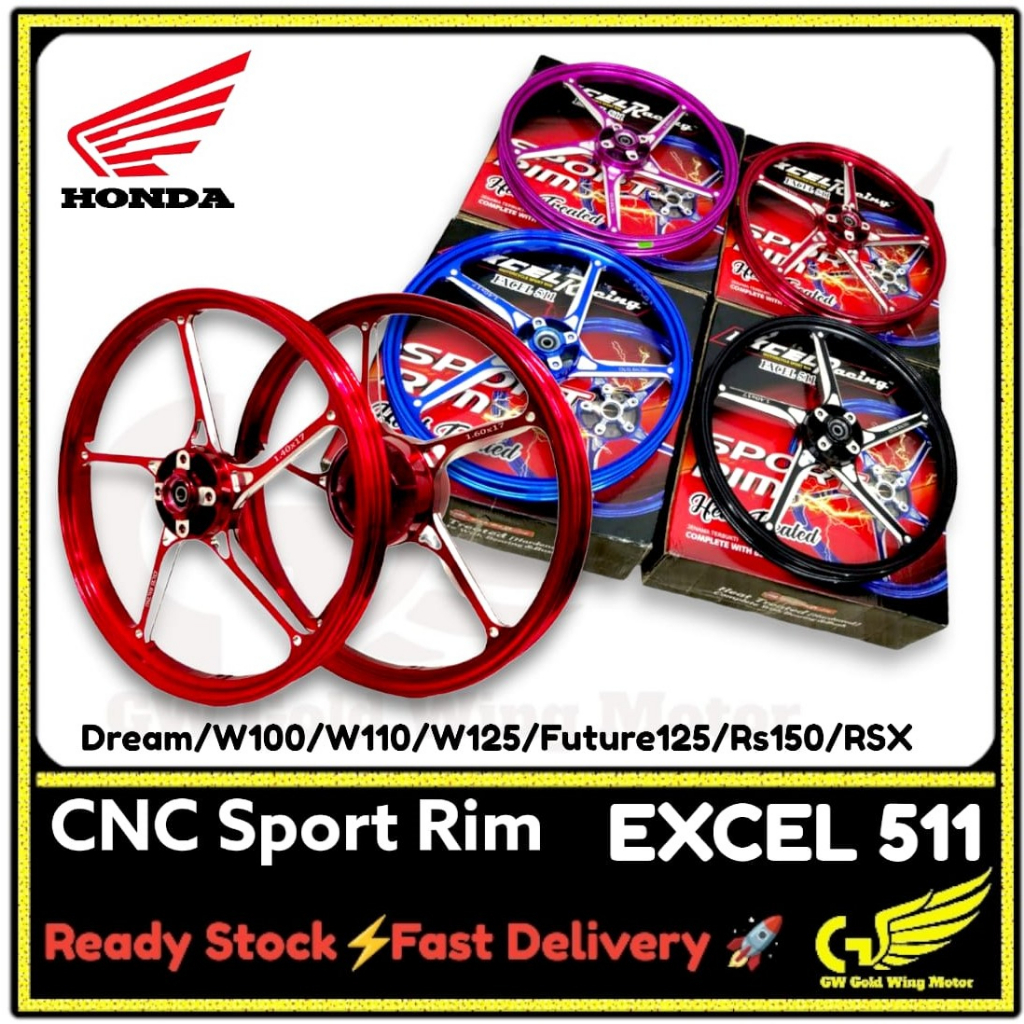 EXCEL 511 FG511 CNC LAY SPORT RIM ชุด HONDA EX5DREAM W100 W125 W110 DASH110 FUTURE125 WAVE DX CX ALP