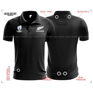 เสื้อกีฬาแขนสั้น ผ้าไมโครไฟเบอร์ ลายทีมรักบี้ WC Japan 2019 Travel Jersey DX1 Rugby Polo Baju Berkolar Ragbi Official Team สีดํา สําหรับผู้ชาย