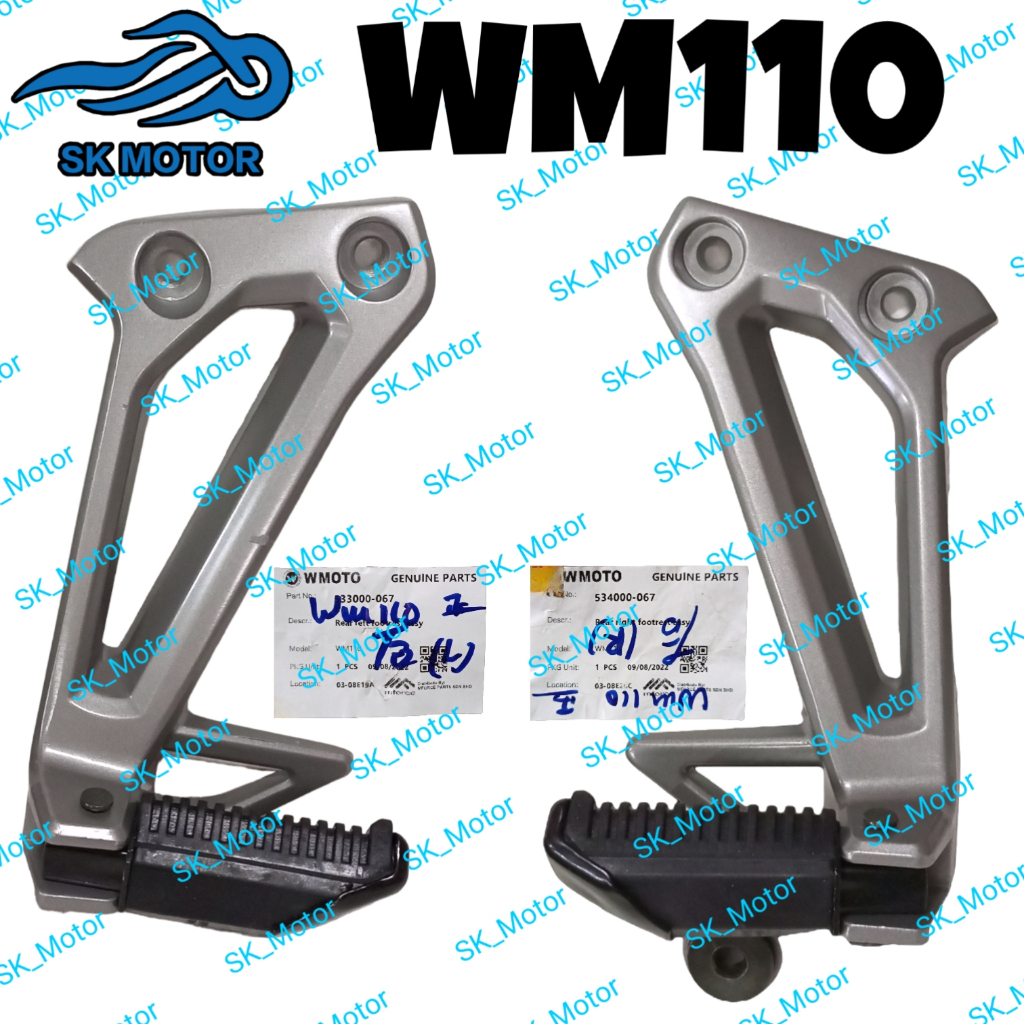 WMOTO WM 110 WM110 ซ้ายขวาด้านหลัง Footrest Assy ด้านหลังเหยียบประกอบวงเล็บ Mijak Kaki Belakang