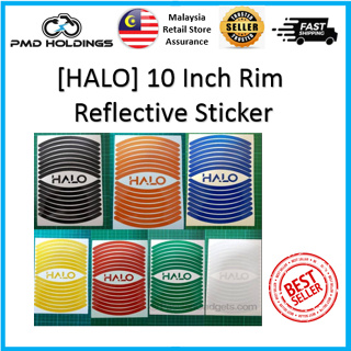 [ Halo ] สติกเกอร์สะท้อนแสง 10 นิ้ว สําหรับติดขอบล้อรถจักรยาน สกูตเตอร์ไฟฟ้า