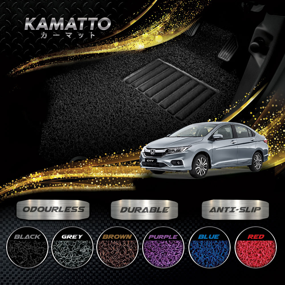 Kamatto Honda City GM6 E/V Hybrid Spec 2014 - 2017 Car Coil Floor Mat พรม PVC