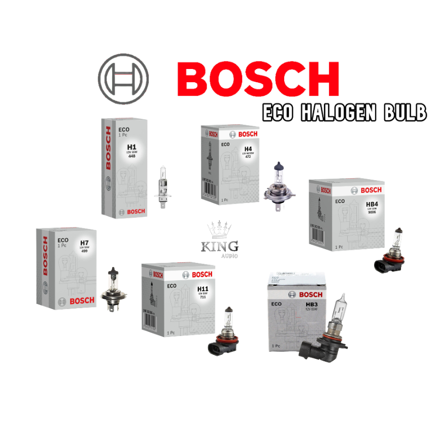 BOSCH ECO HALOGEN หลอดไฟ 12V 55W/60W H1/H4/H7/H8/H11/HB3 9005/HB4 9006 HeadLamp หลอดไฟ Proton Perodu