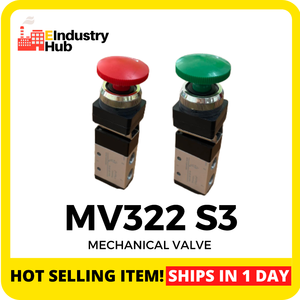 MV322 S3 Reset Mechanical Valve เห็ดปุ่มกด 2 ตําแหน่ง 3 Way