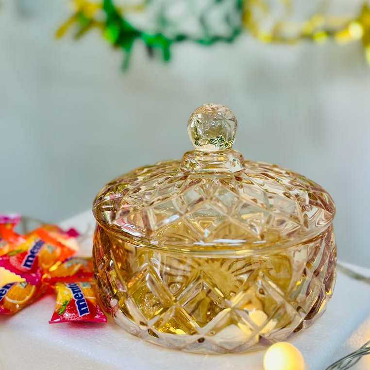 ชามขนมสีเหลืองอําพัน Hari Raya / Bekas Gula-Gula / Bekas kuih Biskut