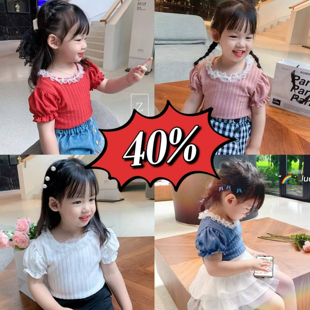 *EXTRA 40%* KIDS FASHION เสื้อลูกไม้คอปกเข้ากันทั้งหมด - GC269