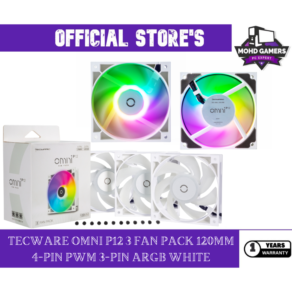 Tecware OMNI P12 3 FAN PACK 120MM 4-PIN PWM 3-PIN ARGB ( สีดํา / สีขาว