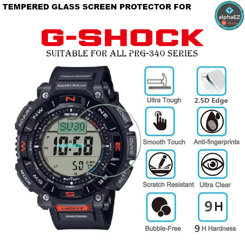 Casio PROTREK PRG-340 Series 9H นาฬิกากระจกนิรภัยป้องกันหน้าจอ PRG340 PRO TREK ฝาครอบป้องกันรอยขีดข่วน