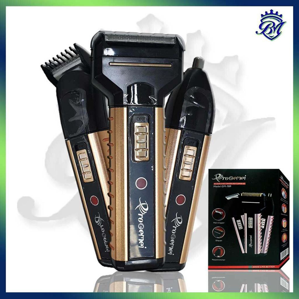 Geemy GM-789 ชุดเครื่องโกนหนวดและปัตตาเลี่ยนแบบชาร์จไฟได้