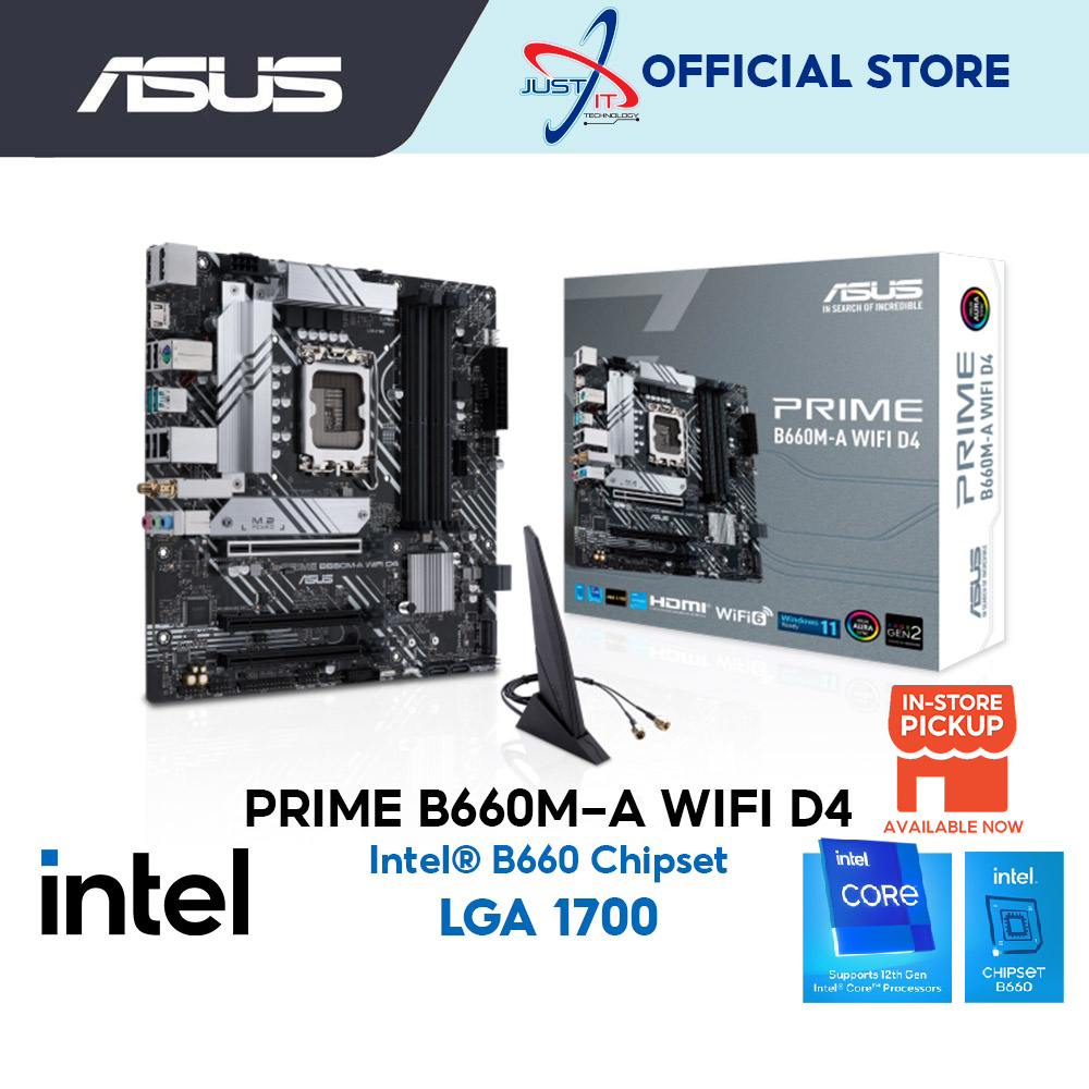 ASUS Prime B660M-A WiFi D4 LGA1700 เมนบอร์ด Combo Deal Intel I3-12100 / I3-13100 / I5-12400F / i5-13
