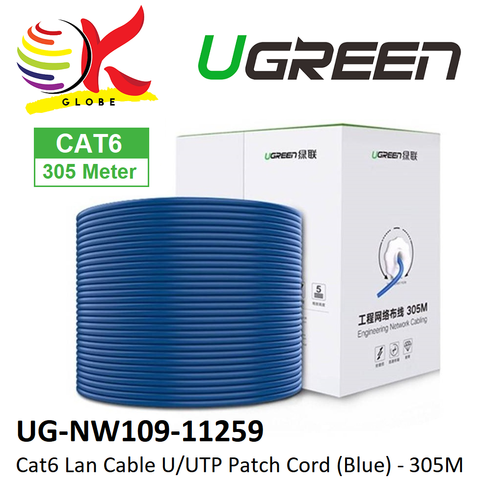 [ 305 เมตร ] UGREEN CAT 6 สาย LAN U/UTP PATCH CORD ETHERNET PATCH CABLE GIGABIT RJ45 NETWORK WIRE (U