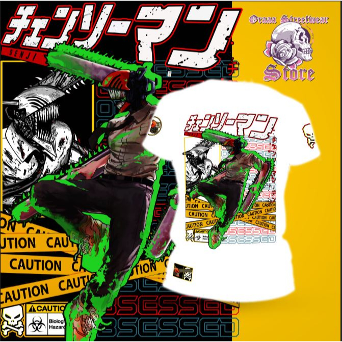 Anime Chainsawman TShirt ออกแบบ Lelaki Wanita ผ้าฝ้ายผู้ชายผู้หญิง TShirt Unisex ผู้ชายผู้หญิงรอบคอส