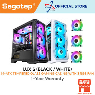 Segotep Lux S กระจกนิรภัย M-Atx เคสเล่นเกม พร้อมพัดลม RGB 3 ตัว - สีดํา / สีขาว