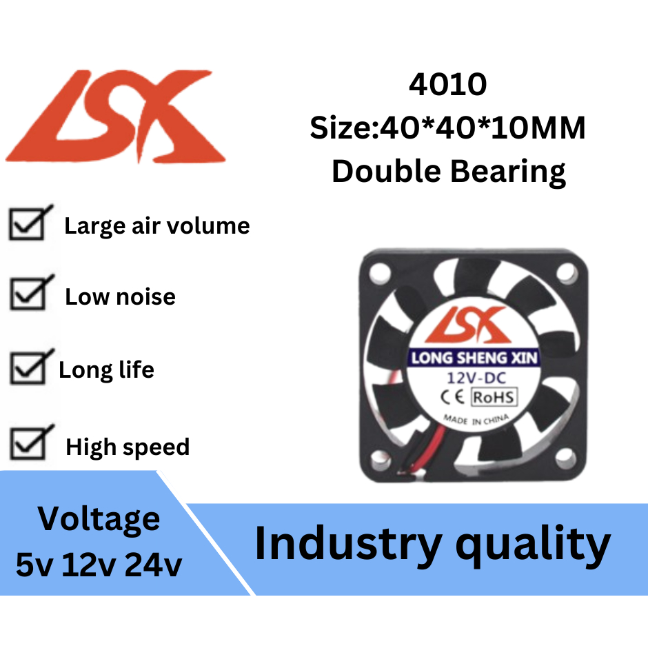 (LSX)DC Fan Blower 2Pin Desktop CPU Cooling(Double ball) (4010)(5V)(12V)(24V) (1PCS)