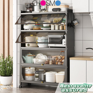 Dapur Kabinet Rak Dapur Kitchen Cabinet Microwave Oven Rack Multi-layer Storage Shelves with Door Wheels
