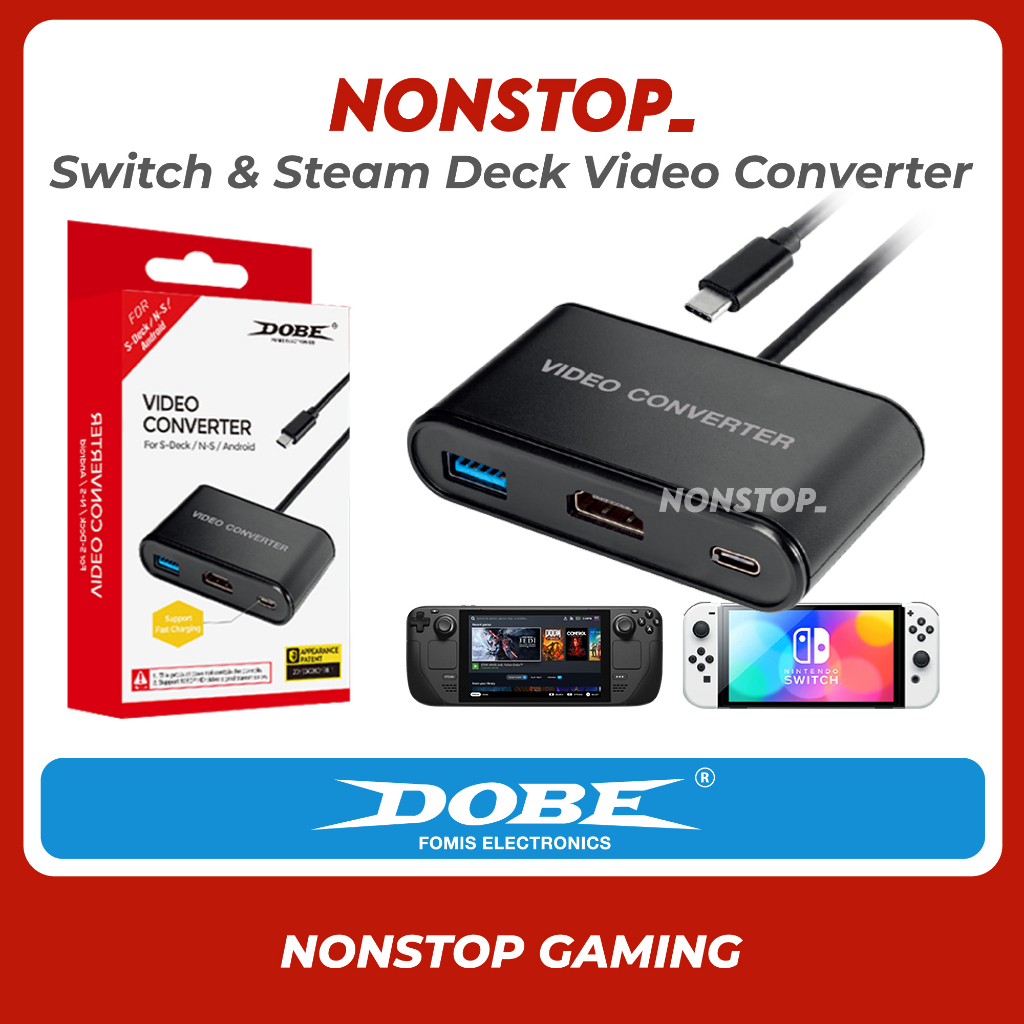 Dobe ตัวแปลงวิดีโอ สตีมดีค สําหรับ Nintendo Switch HDMI Type-c USB3.0 TV TY-1764B