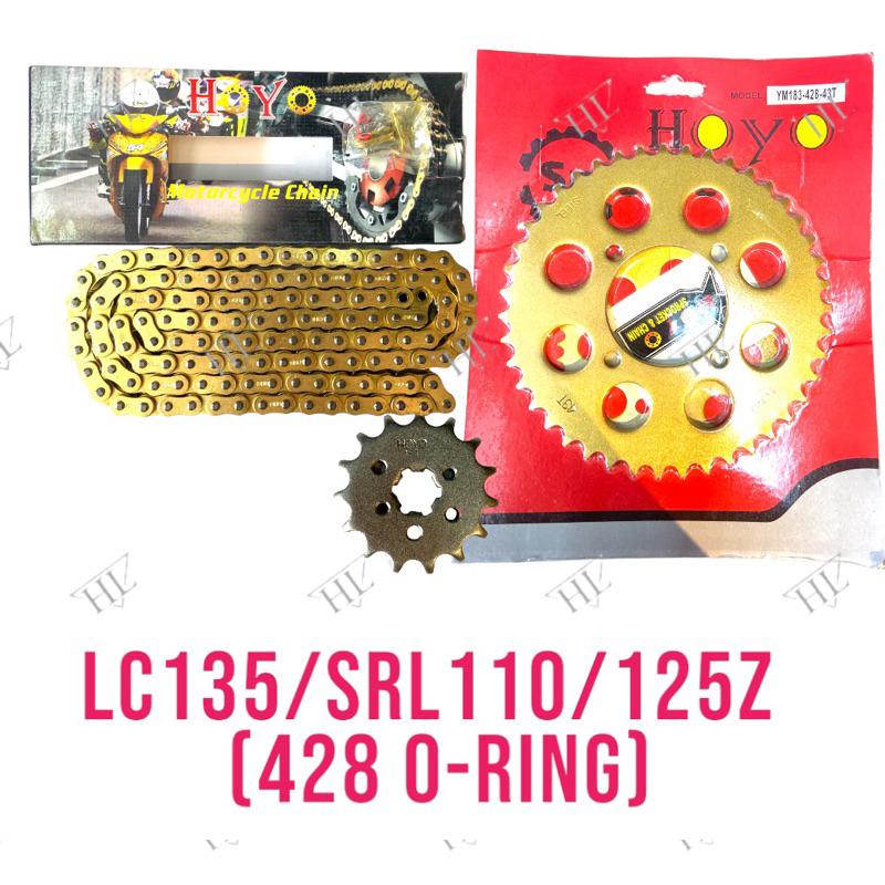 SPROCKET SET HOYO (428 GOLD) YM LC135 LC V1 - V8 / LAGENDA110 SRL110 / 125Z / RXZ 135 / Y100 / Y110