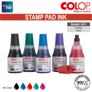 Colop แสตมป์หมึก 25 มล. (สีดํา น้ําเงิน แดง เขียว และม่วง)