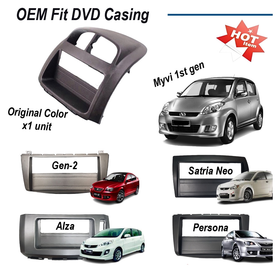สี OEM Fit Single & Double Din วิทยุเครื่องเล่น DVD Casing Perodua Myvi 2005 Alza Proton Gen2 Satria