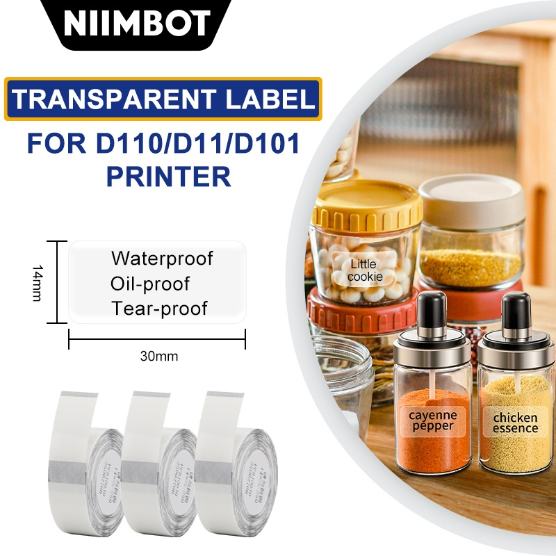 D11 /D110 / D101 Label Sticker Paper Roll Jing Chen (Niimbot) D11 เครื่องพิมพ์ฉลาก - โปร่งใส
