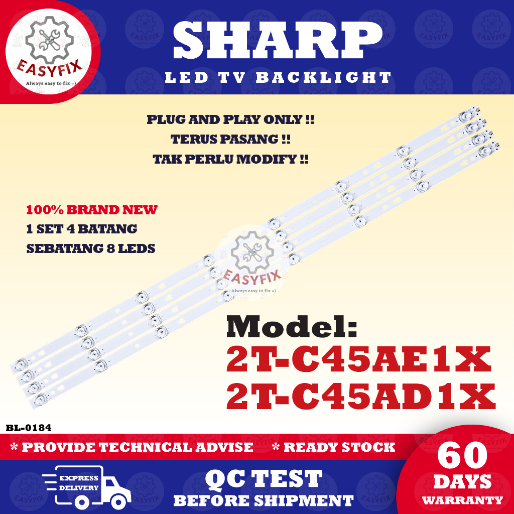 / 2T-C45BG1X 2T-C45AD1X 2T-C45AE1X 45 INCH LED TV (ไฟทีวี) C45AE1X C45AD1X 45" BACK SHARP M9 / ไฟ "ไ