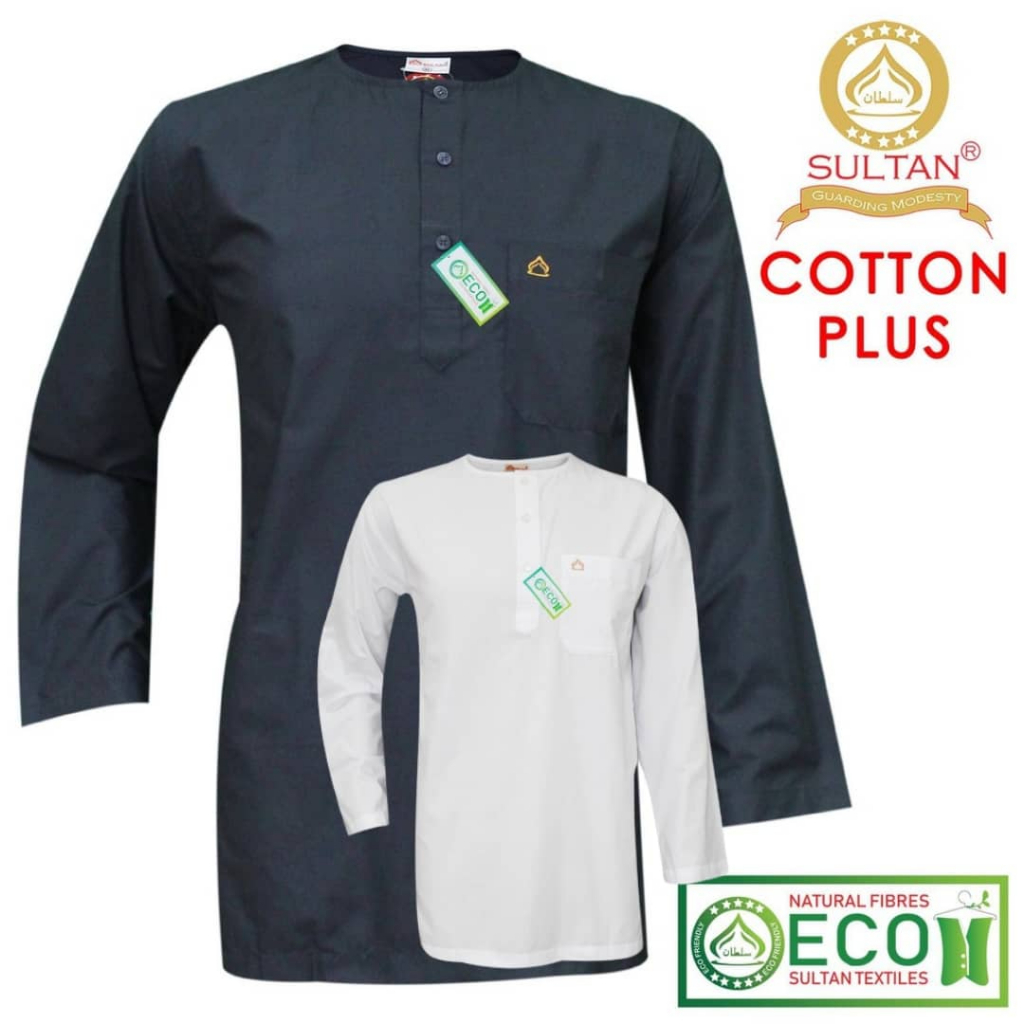 BLACK & WHITE LONG-SLEEVED KURTA COTTON PLUS ROUND NET