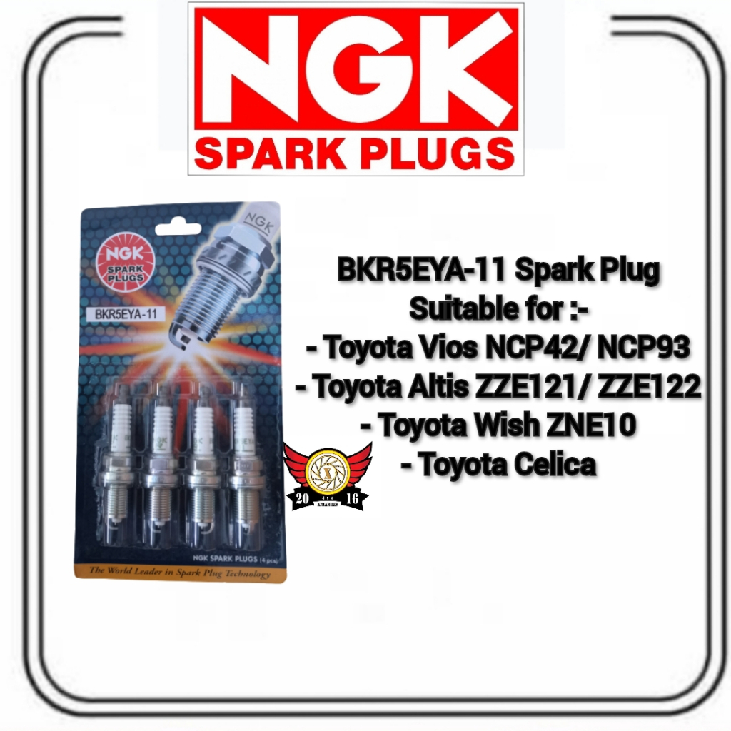 หัวเทียน NGK BKR5EYA-11 - Toyota Vios; ALTIS; CELICA; COROLLA 1.6i (AE101); WISH 1.8 (1 ชุด = 4 ชิ้น