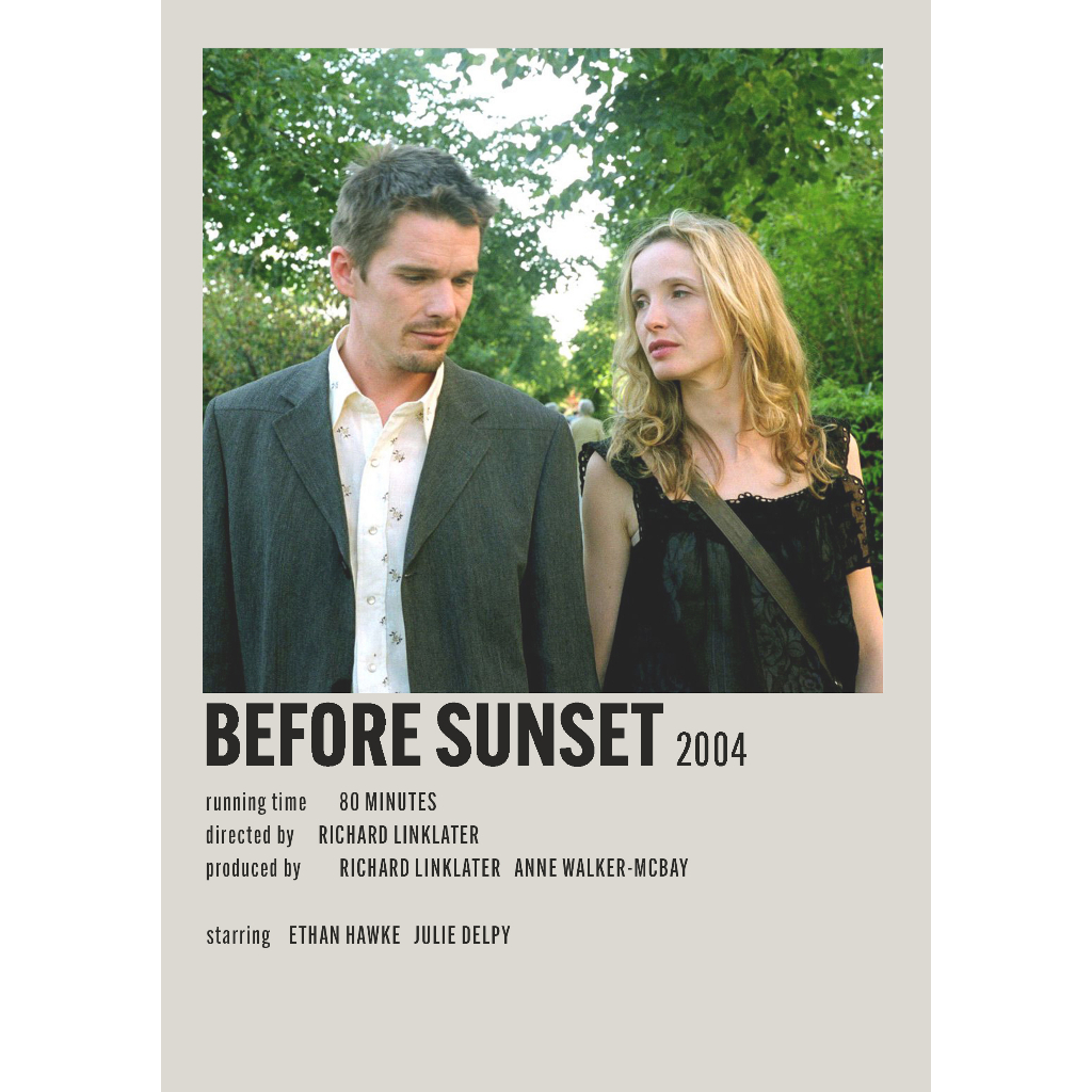 โปสเตอร์ภาพยนตร์ BEFORE SUNSET สําหรับช่างตัดผมห้อง/ผนัง