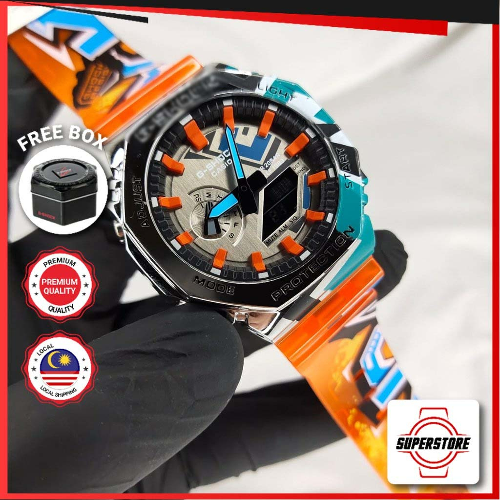 นาฬิกาเหล็ก GM-2100 ชุดสแตนเลสนาฬิกาสปอร์ต GM2100 V3PRO GA2100 สายนาฬิกากันน้ํา unisex p789