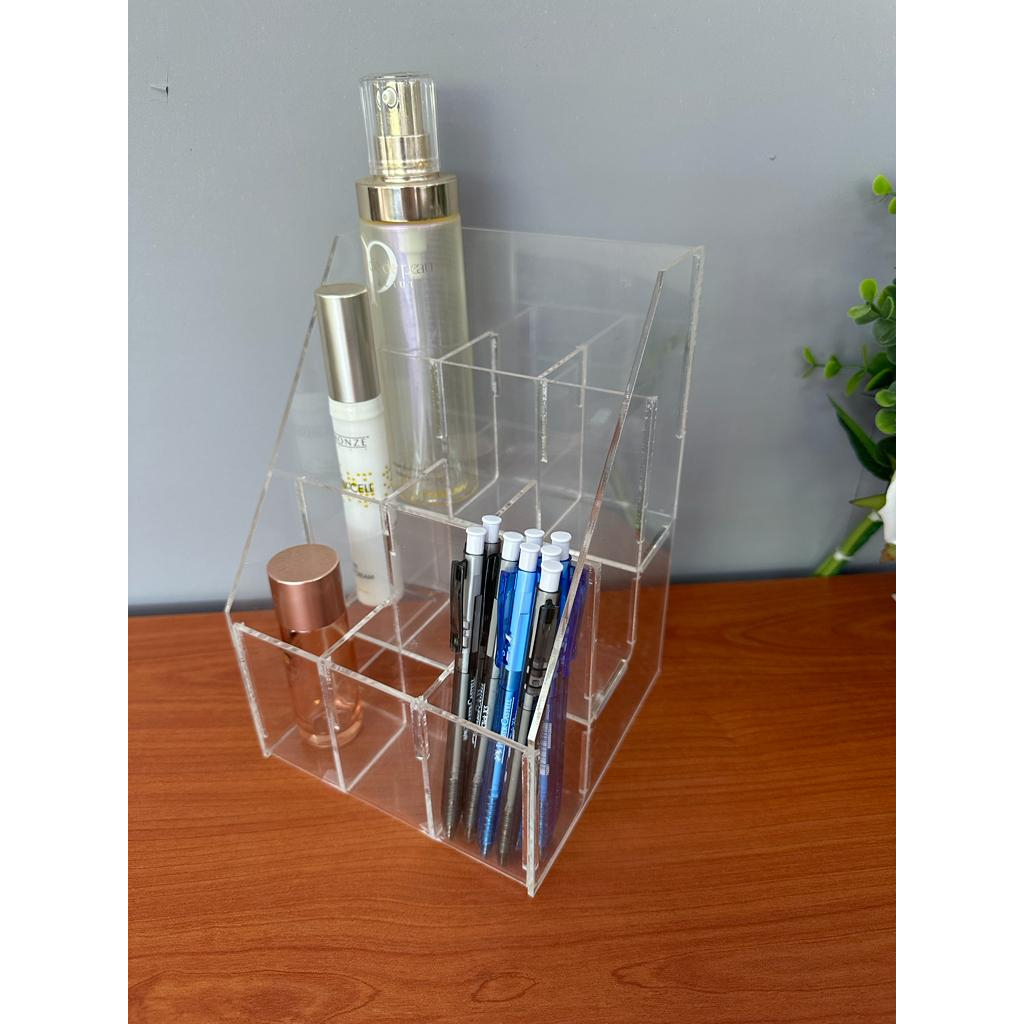 ACRYLIC PEN HOLDER -(3) (L)6" X (W)6" X (H)9" / PEN HOLDER DISPLAY STAND