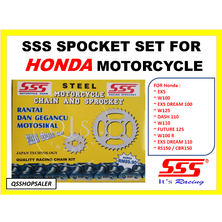 (428) HONDA SSS SPOCKET SET KIT FOR EX5 / W100 / EX5 DREAM100 110 / W125 / DASH 110 / W110 / FUTURE1