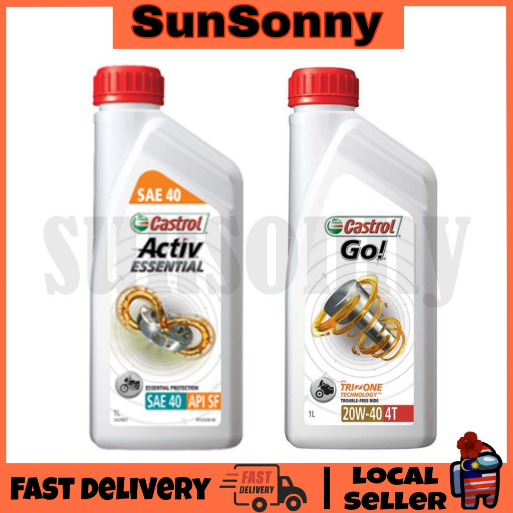 CASTROL GO 20W-40 4T / SAE40 SAE 40 API SF น้ํามันเครื่องรถจักรยานยนต์ MINYAK HITAM