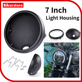 Bikerstore ฝาครอบไฟหน้ารถจักรยานยนต์ LED 7 นิ้ว สไตล์เรโทร สําหรับ Harley Cafe Racer