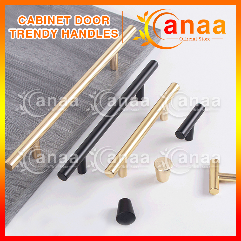 ANAA Solid Gold สีดําห้องครัวลิ้นชักตู้โมเดิร์น T Bar เฟอร์นิเจอร์ Handle Knob ดึง Pemang Pintu สีสี