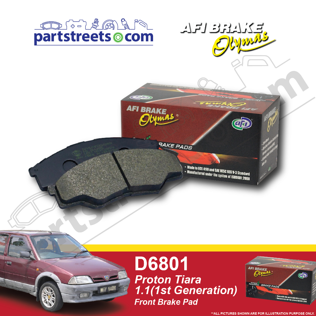 ผ้าเบรคหน้า Olymas - Proton Tiara 1.1 (รุ่นที่ 1) - D6801 (1 ชุด)