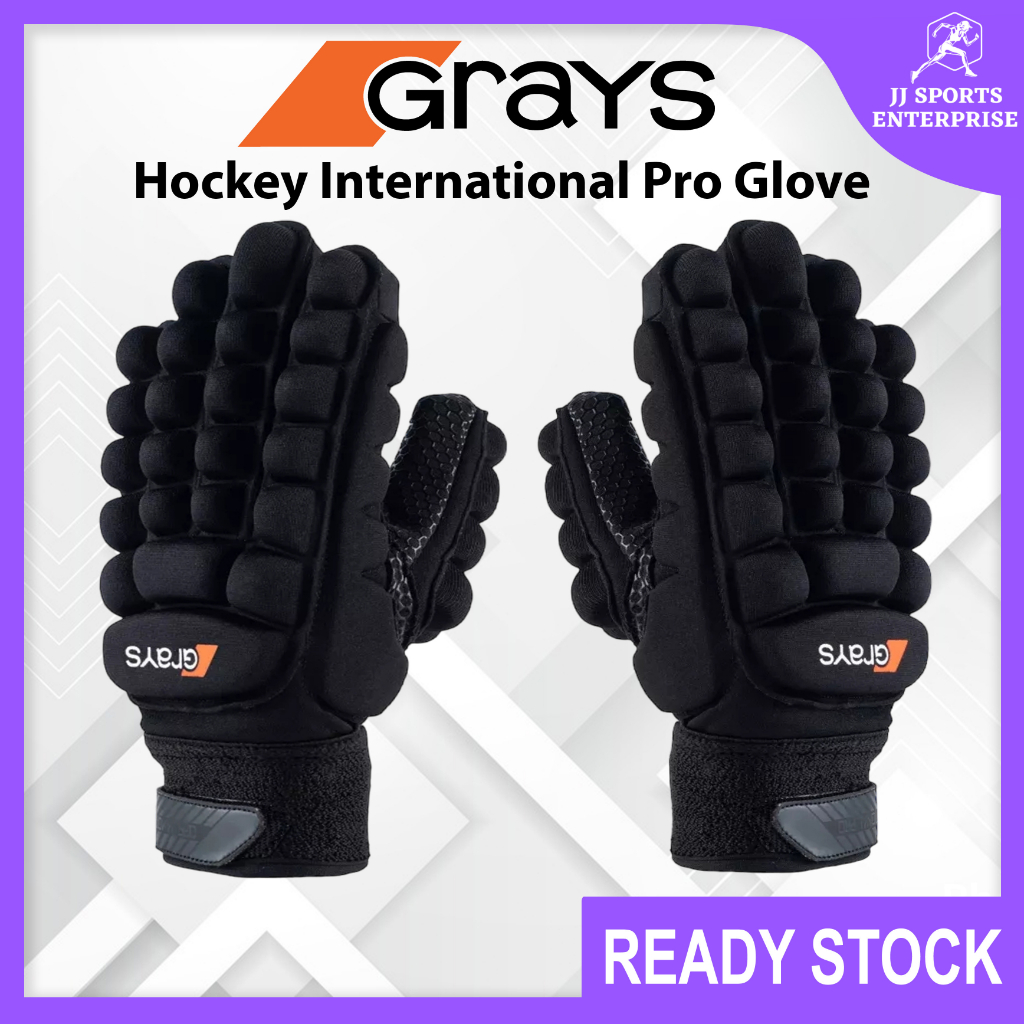 Grays Hockey Glove International Pro Glove ถุงมือ Hoki Full Finger ถุงมือสีดํา Greys Hockey Internat