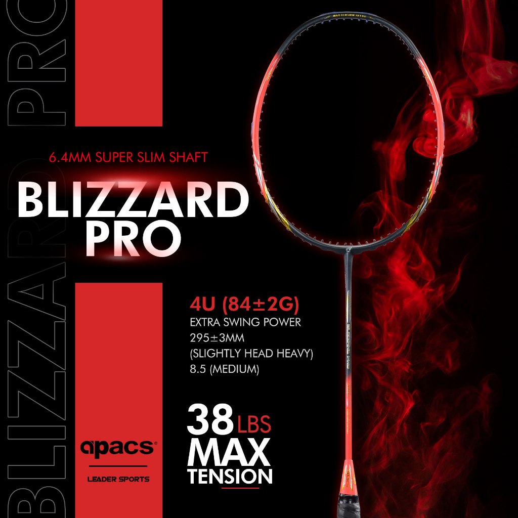 (ฟรี STRING & GRIP) APACS BADMINTON CKET BLIZARD PRO 3U/4u/5u