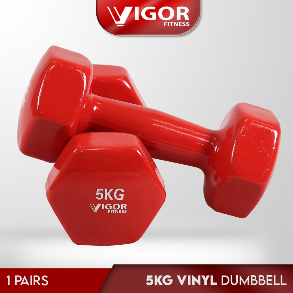 Vigor Fitness Vinyl Dumbbell Lady Dumbbell In (1 คู่ / 2 x 5kg) / Dumbbell Vinyl Wanita Dalam (1 Pas