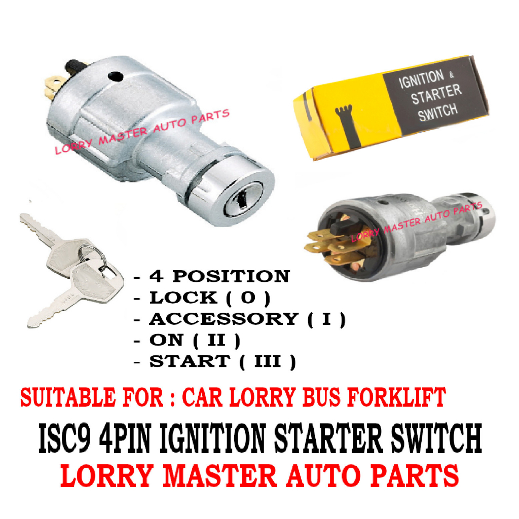 J01S13 ISC9 4PIN IGNITION SWITCH STARTER KEY SWITCH สําหรับทั้งหมด LORRY รถบรรทุก FORKLIFT