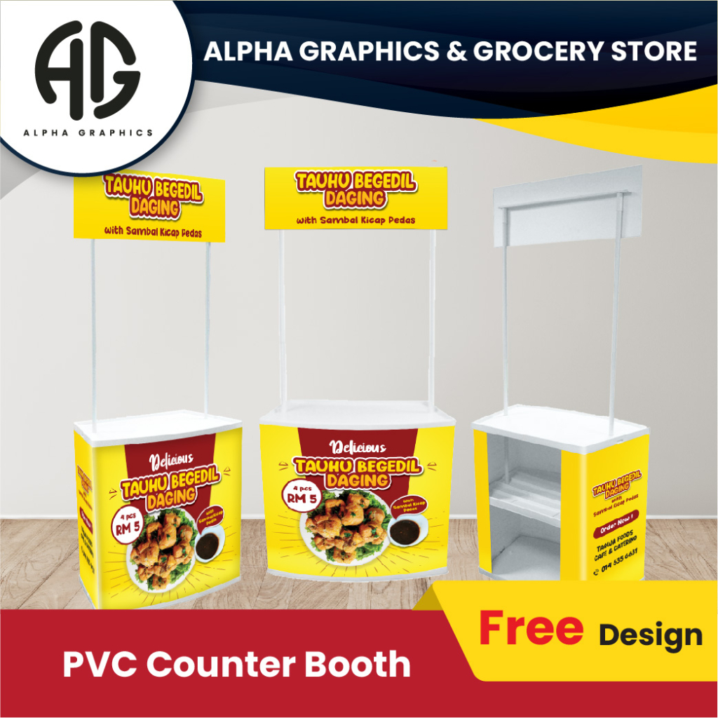 PVC COUNTER BOOTH / PROMOTIONAL COUNTER BOOTH (รวมการพิมพ์บูธและการออกแบบฟรี)