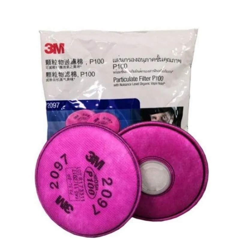 (2 ชิ้น) 3M Particulate Filter P100 2091 2097 6200 7502