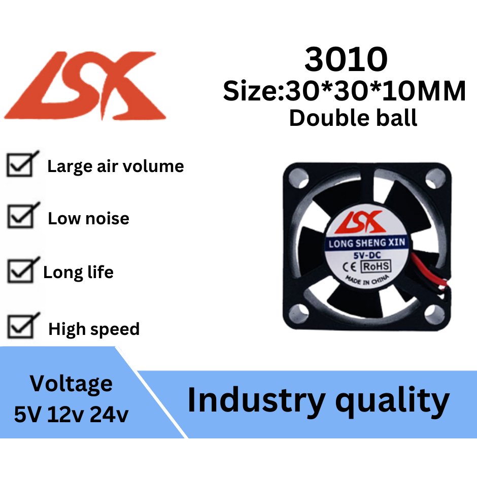 (LSX)DC Fan Blower 2Pin Desktop CPU Cooling(Double ball) (3010)(5V)(12V)(24V) (1PCS)